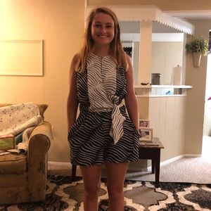 Black and white striped romper